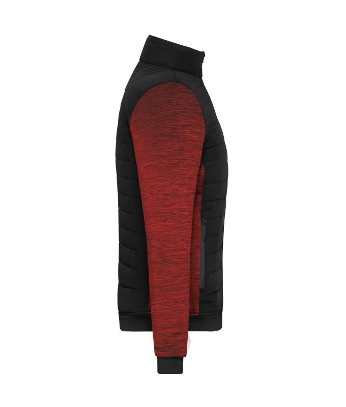 Ladies Ladies' Padded Hybrid Jacket Black/red-melange 11483