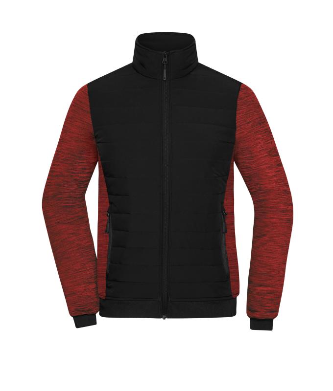 Ladies Ladies' Padded Hybrid Jacket Black/red-melange 11483