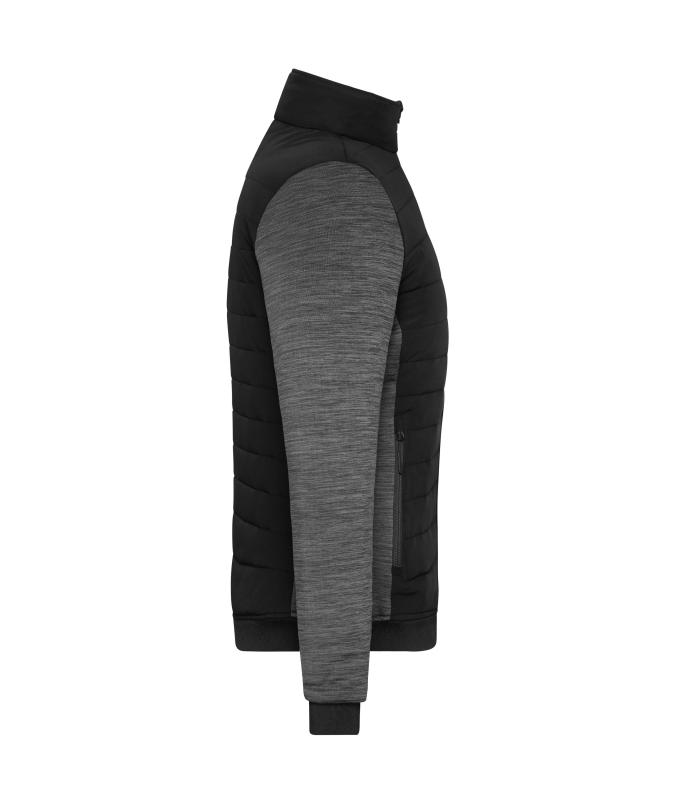 Damen Ladies' Padded Hybrid Jacket Black/carbon-melange 11483