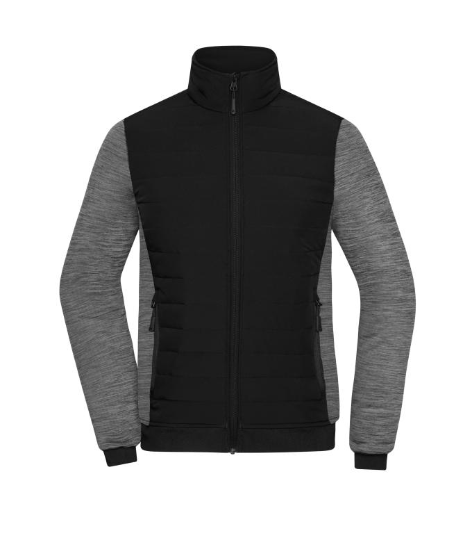 Damen Ladies' Padded Hybrid Jacket Black/carbon-melange 11483