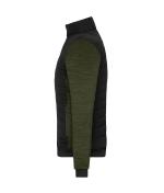 Damen Ladies' Padded Hybrid Jacket Black/olive-melange 11483