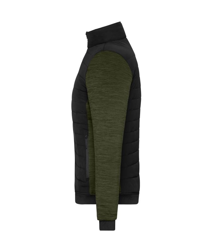 Damen Ladies' Padded Hybrid Jacket Black/olive-melange 11483