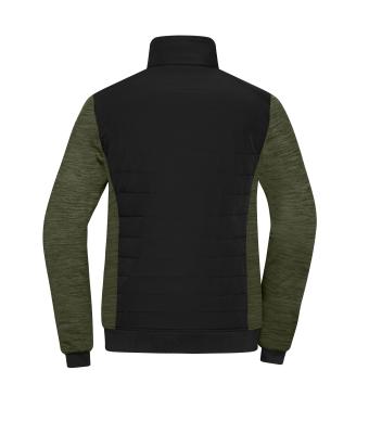 Damen Ladies' Padded Hybrid Jacket Black/olive-melange 11483