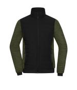 Damen Ladies' Padded Hybrid Jacket Black/olive-melange 11483