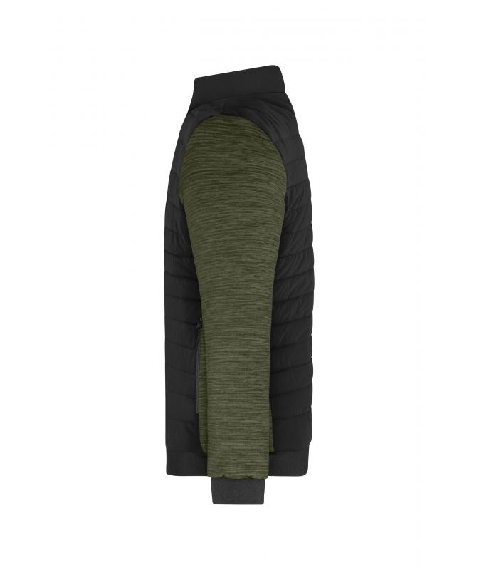 Men Men's Padded Hybrid Jacket Black/olive-melange 11484