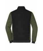 Men Men's Padded Hybrid Jacket Black/olive-melange 11484