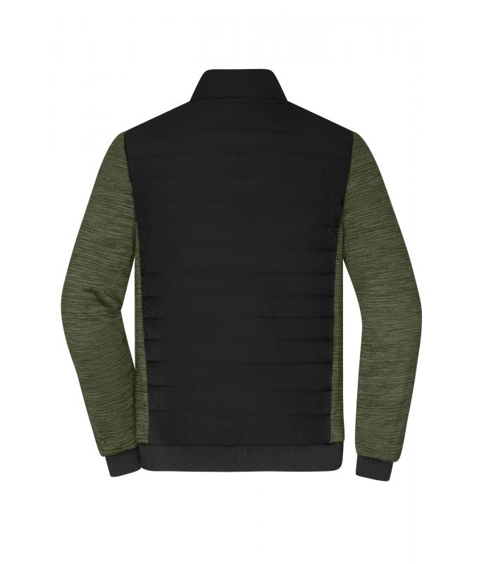 Men Men's Padded Hybrid Jacket Black/olive-melange 11484