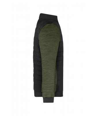 Herren Men's Padded Hybrid Jacket Black/olive-melange 11484