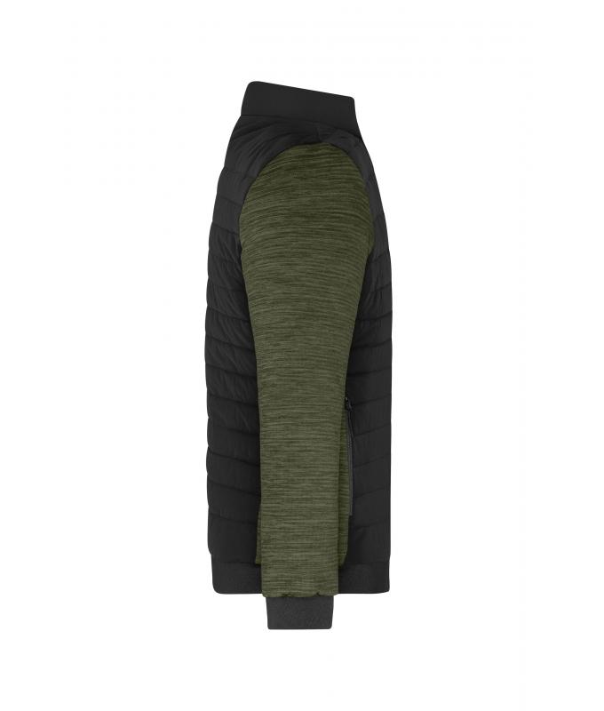 Herren Men's Padded Hybrid Jacket Black/olive-melange 11484
