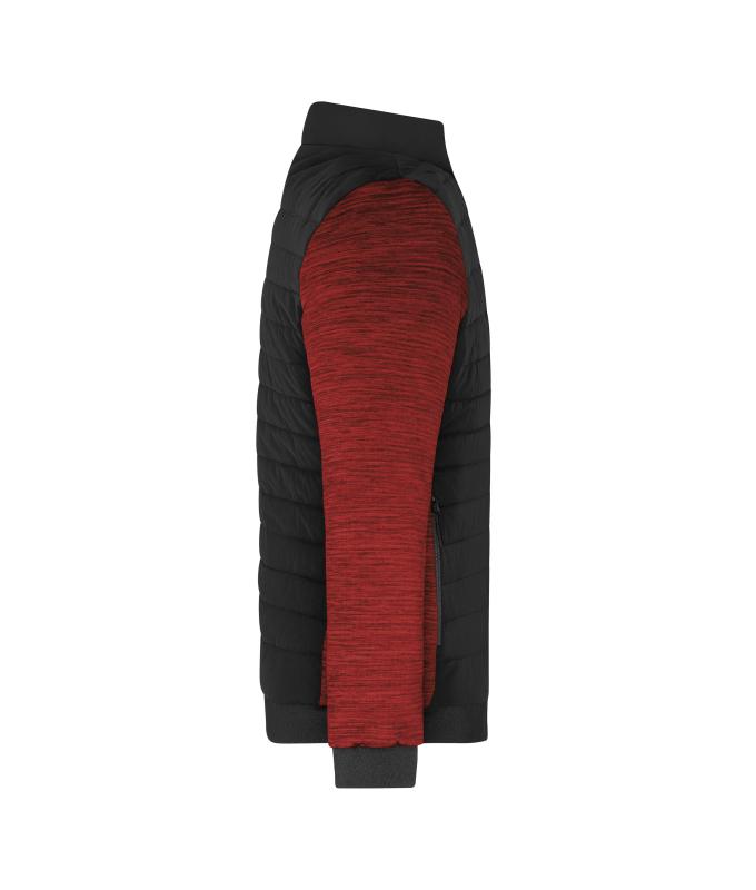 Herren Men's Padded Hybrid Jacket Black/red-melange 11484
