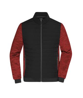 Herren Men's Padded Hybrid Jacket Black/red-melange 11484