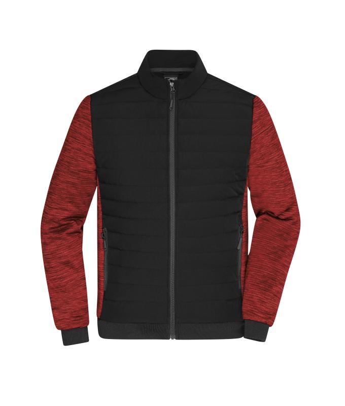 Herren Men's Padded Hybrid Jacket Black/red-melange 11484