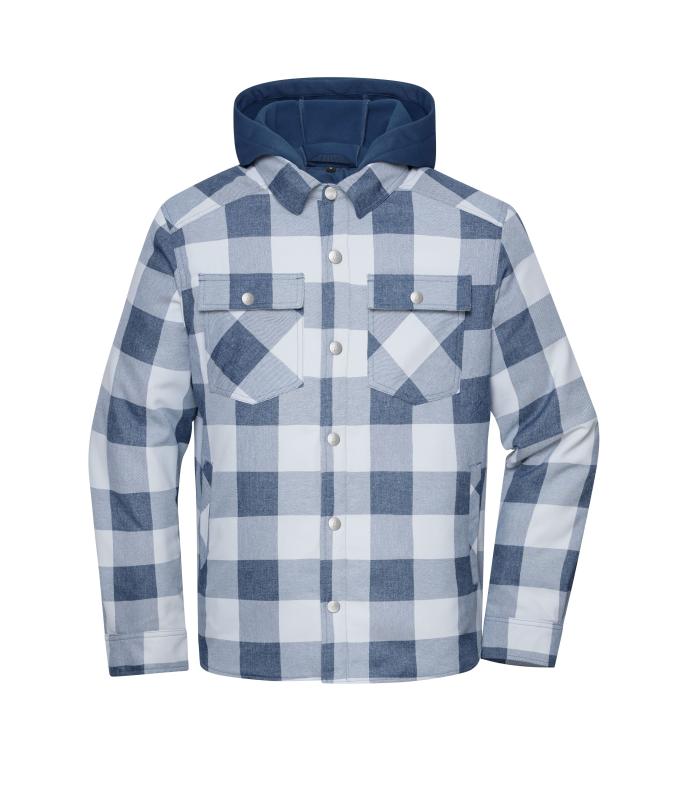 Unisex Workwear Check Shirt Jacket Deep-blue/foggy-grey 12008