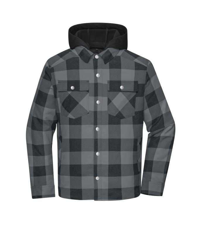 Unisex Workwear Check Shirt Jacket Black/metal-grey 12008