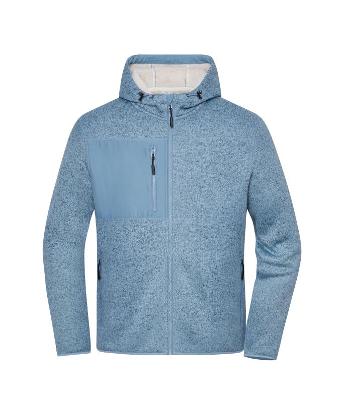 Unisex Workwear Knitted Fleece Jacket Steel-blue-melange/nature 12032
