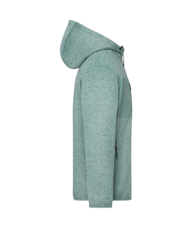 Unisex Workwear Knitted Fleece Jacket Foggy-green-melange/nature 12032