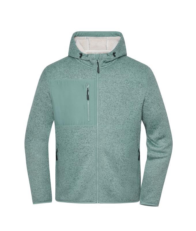 Unisex Workwear Knitted Fleece Jacket Foggy-green-melange/nature 12032