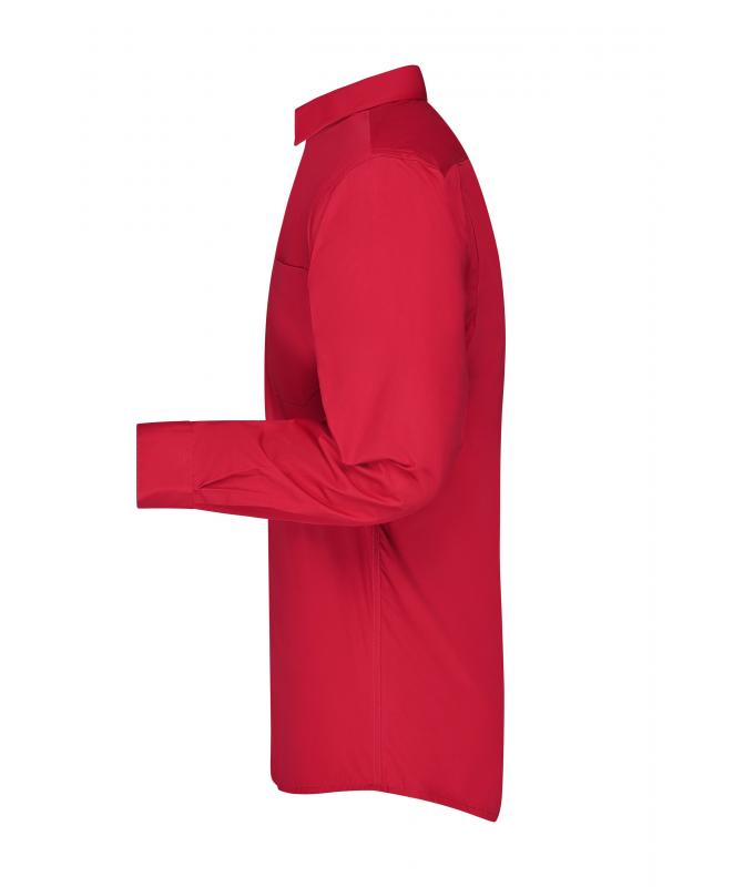 Herren Men's Business Shirt Long-Sleeved Red 8389