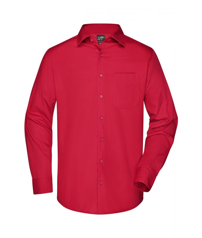 Herren Men's Business Shirt Long-Sleeved Red 8389