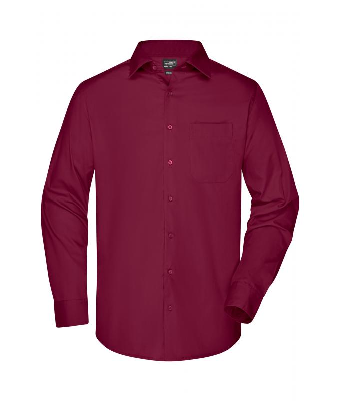 Herren Men's Business Shirt Long-Sleeved Wine 8389