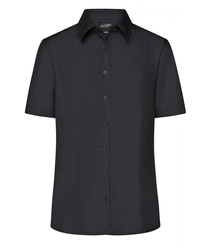 Damen Ladies' Business Shirt Short-Sleeved Black 8390
