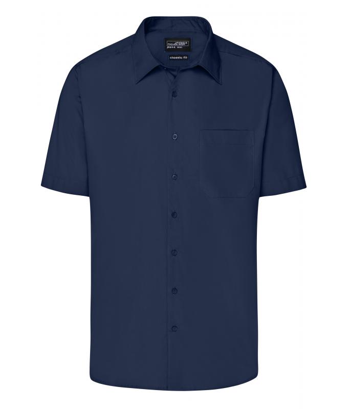 Men Men's Business Shirt Short-Sleeved Navy 8391