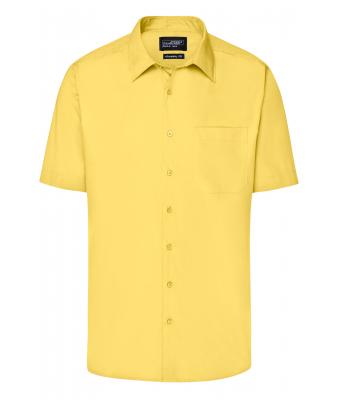 Herren Men's Business Shirt Short-Sleeved Yellow 8391