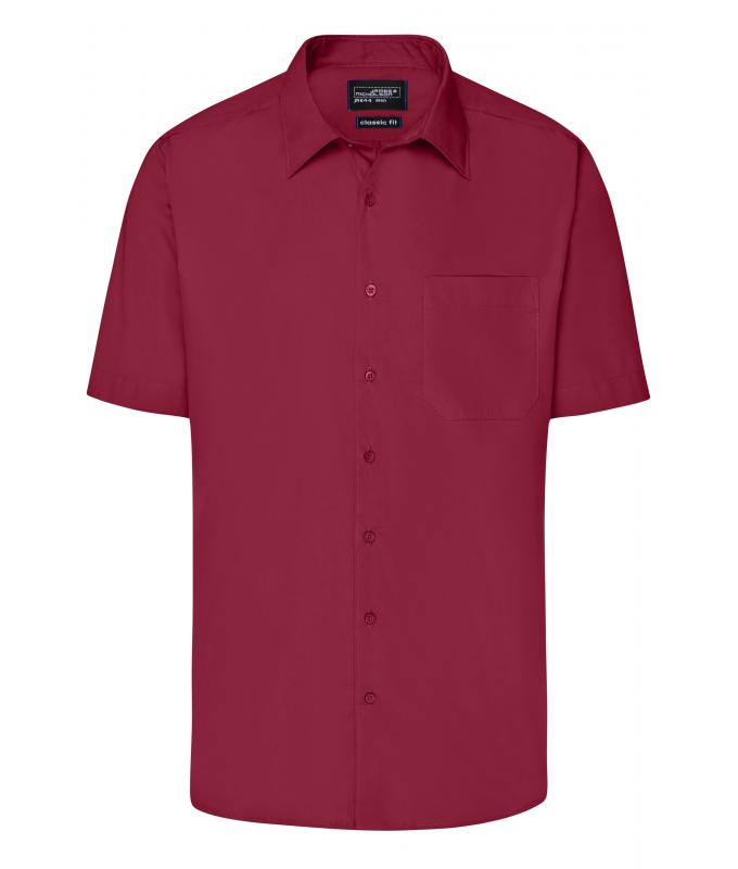 Men Men's Business Shirt Short-Sleeved Wine 8391