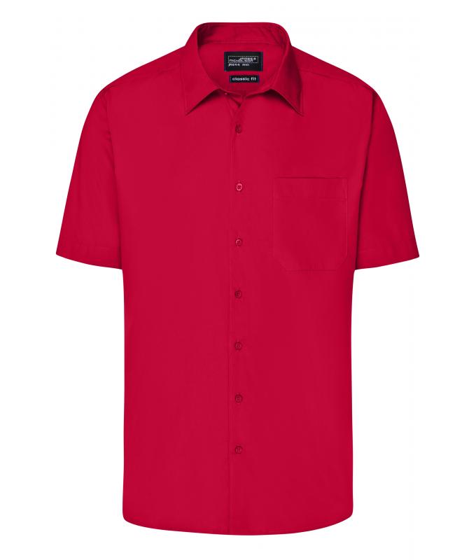 Herren Men's Business Shirt Short-Sleeved Red 8391