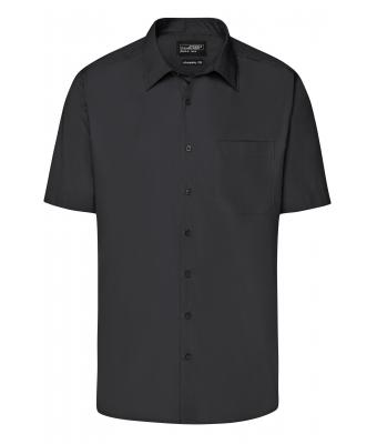 Herren Men's Business Shirt Short-Sleeved Black 8391