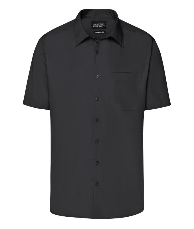 Herren Men's Business Shirt Short-Sleeved Black 8391