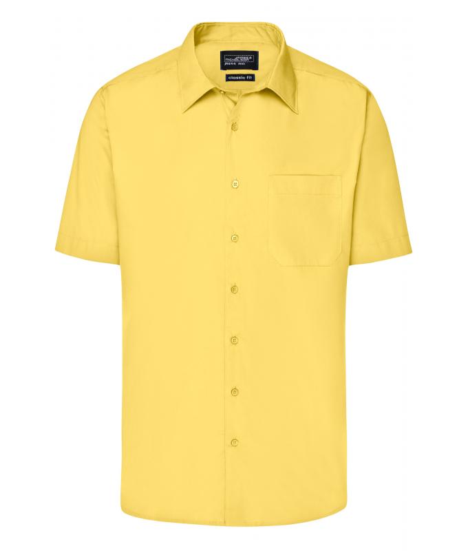 Men Men's Business Shirt Short-Sleeved Yellow 8391