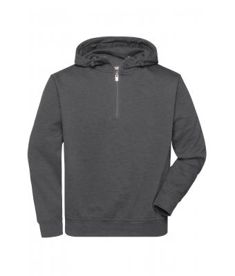 Unisex BIO Workwear-Half Zip Hoody Dark-melange 10447