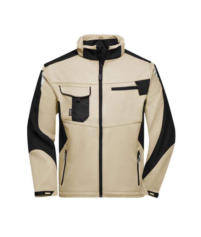 Unisex Workwear Softshell Jacket - STRONG - Stone/black 8308