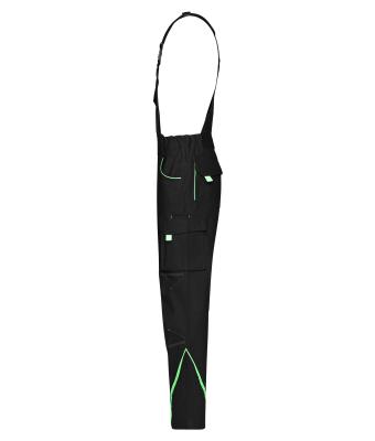Unisex Workwear Pants with Bib - COLOR - Black/lime-green 8525