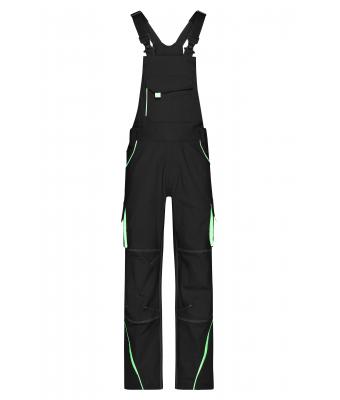 Unisex Workwear Pants with Bib - COLOR - Black/lime-green 8525