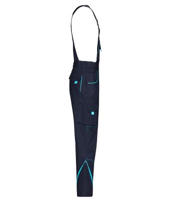 Unisex Workwear Pants with Bib - COLOR - Navy/turquoise 8525