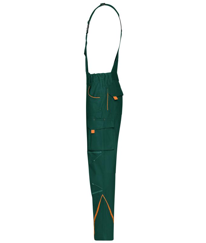 Unisex Workwear Pants with Bib - COLOR - Dark-green/orange 8525