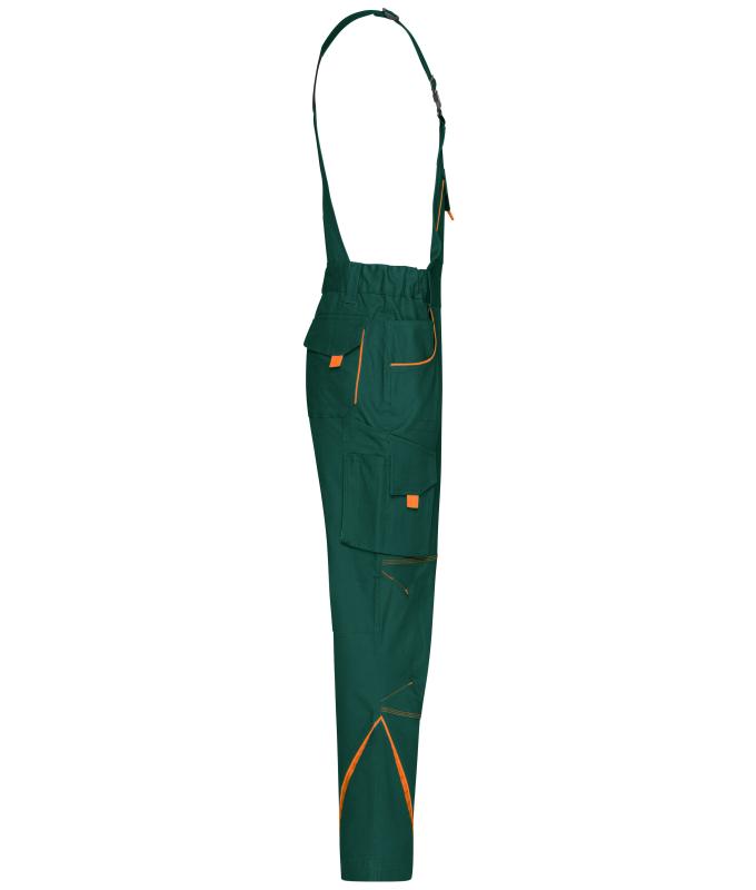Unisex Workwear Pants with Bib - COLOR - Dark-green/orange 8525