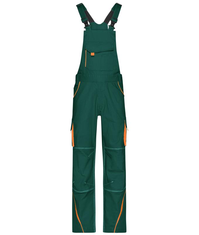 Unisex Workwear Pants with Bib - COLOR - Dark-green/orange 8525