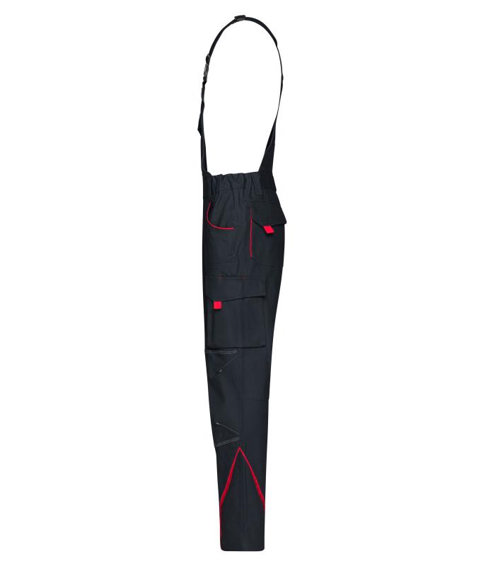 Unisex Workwear Pants with Bib - COLOR - Carbon/red 8525