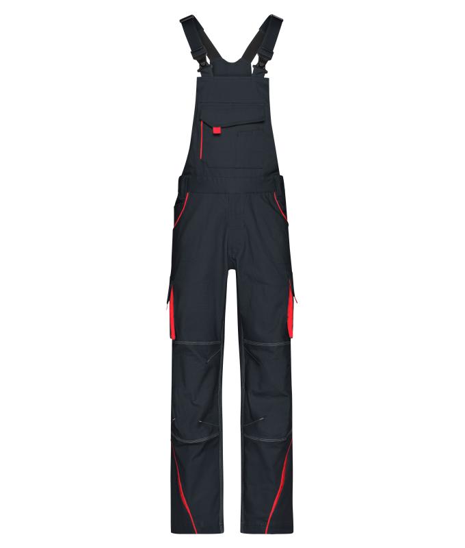 Unisex Workwear Pants with Bib - COLOR - Carbon/red 8525