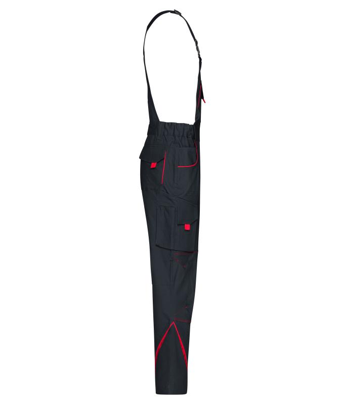 Unisex Workwear Pants with Bib - COLOR - Carbon/red 8525