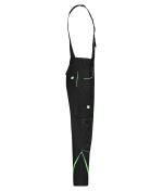 Unisex Workwear Pants with Bib - COLOR - Black/lime-green 8525