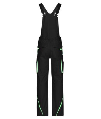 Unisex Workwear Pants with Bib - COLOR - Black/lime-green 8525