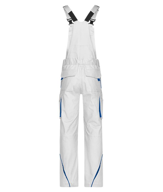 Unisex Workwear Pants with Bib - COLOR - White/royal 8525