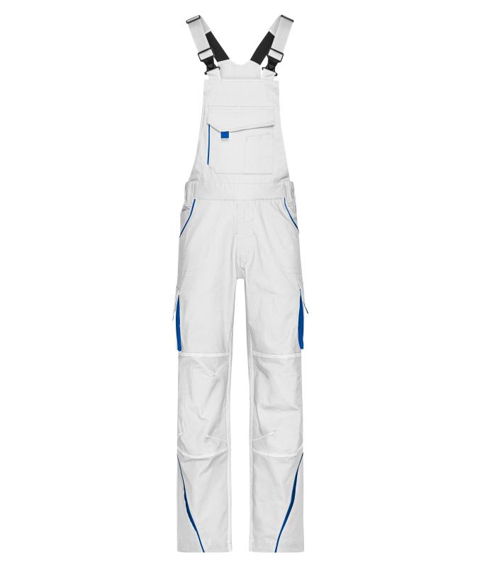 Unisex Workwear Pants with Bib - COLOR - White/royal 8525
