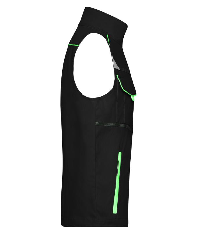 Unisex Workwear Vest - COLOR - Black/lime-green 8527