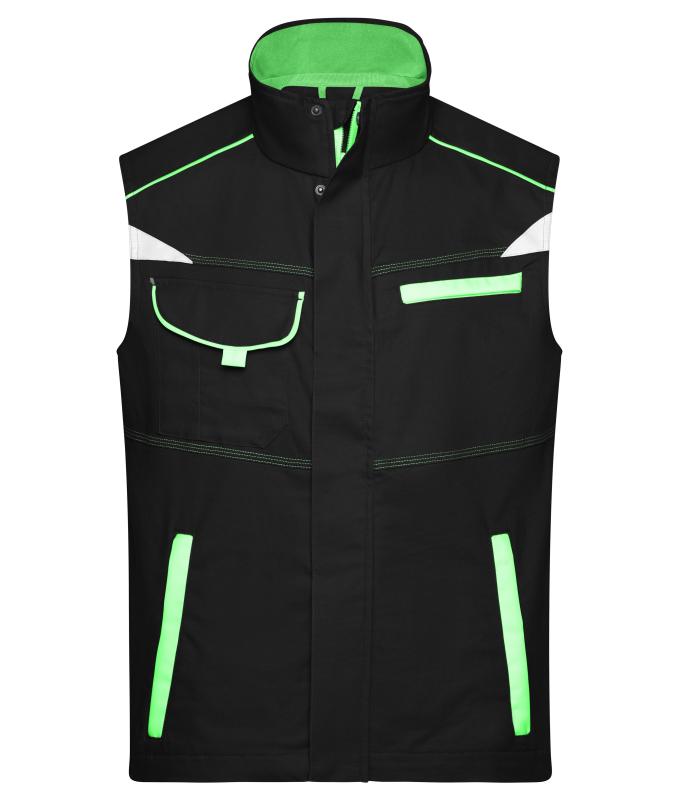 Unisex Workwear Vest - COLOR - Black/lime-green 8527