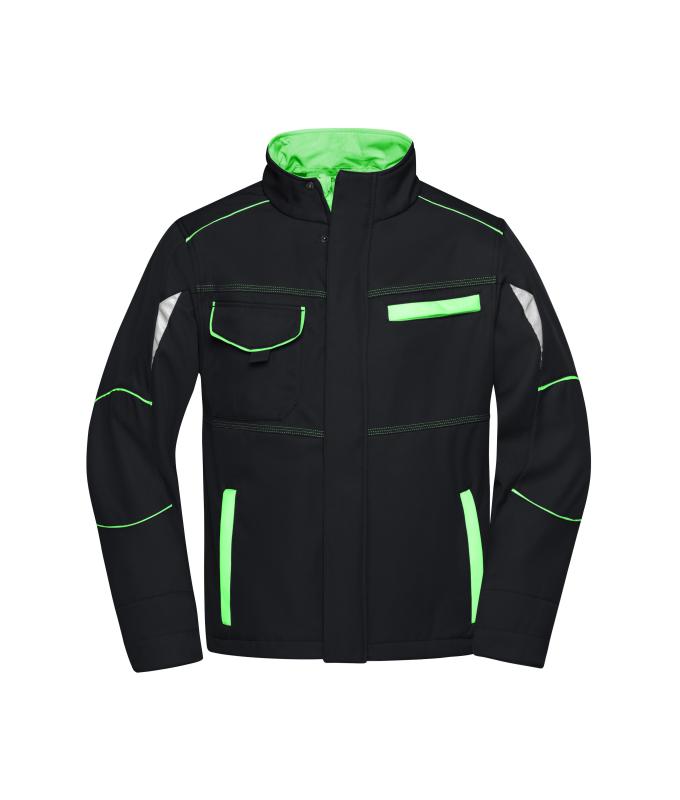 Unisex Workwear Softshell Jacket - COLOR - Black/lime-green 8528